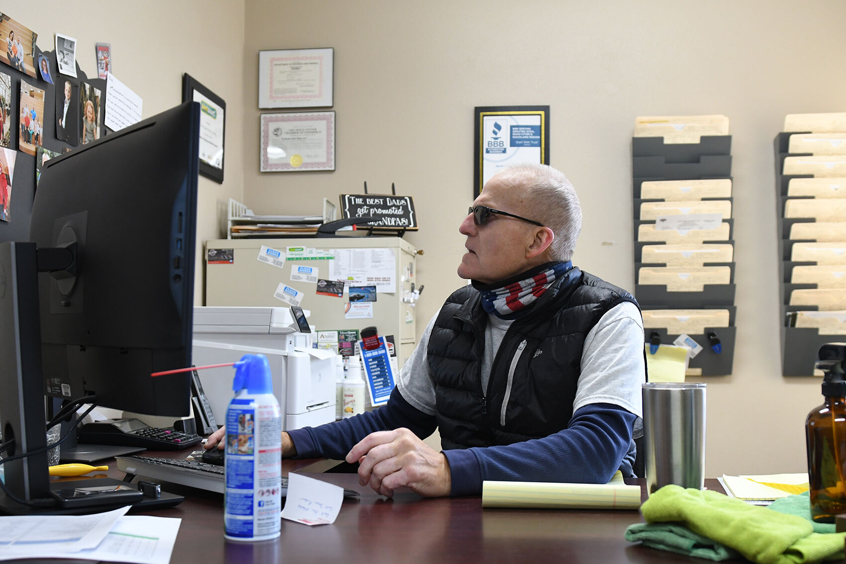 Rob Van Riessen at work in office